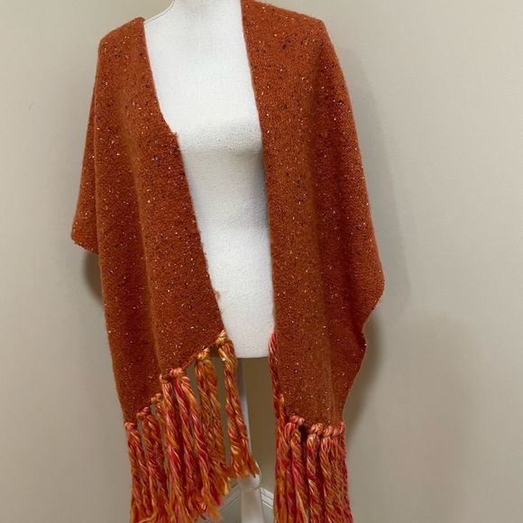 New Anthropologie Scarf/Wrap  Bronze/Orange Fringed Super Soft NWOT. - Picture 4 of 14